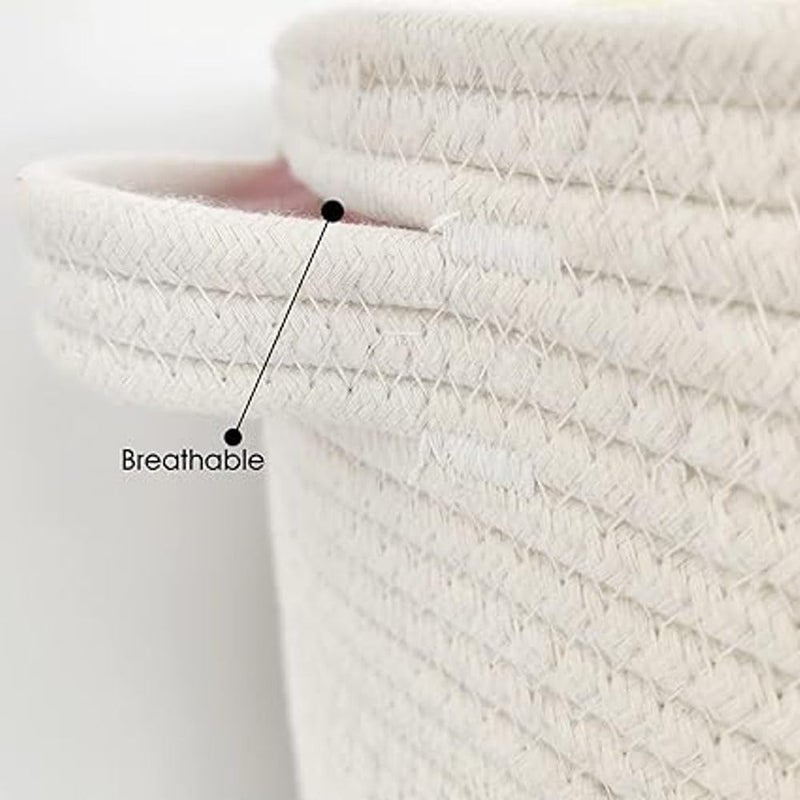 GRATIFY Mansa Traders 12 x 12 x 14 Large Storage Basket with Lid Cotton Rope Storage Baskets Laundry Hamper Blankets Pillows Storage in Living Room Baby Nursery Basket With top Cover Mix Grey  - Image 2