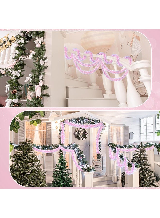 سلسلة زينة معدنية باللون الوردي، بريق وردي، زينة معدنية لعيد الحب، عيد ميلاد، حفل زفاف، حفلات عيد الفصح، عيد الهالوين، احتفالات العطلات، ديكور منزلي داخلي وخارجي، مستلزمات عيد الميلاد - Image 2