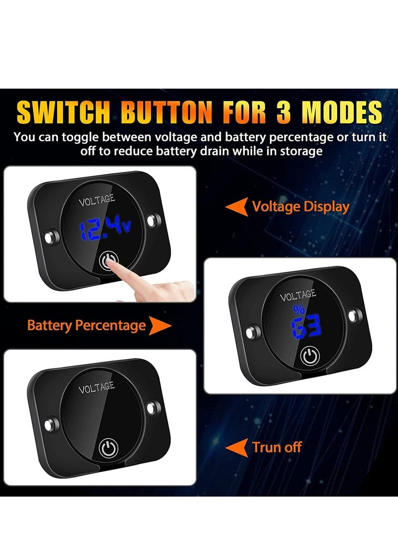 12V Voltage Gauge with Touch Switch Digital Display, Volt Gauge, 12V/24V Car Voltmeter LED Digital Display, Waterproof Voltmeter Panel for Boat,Marine,Vehicle,Motorcycle,Truck,Car(Upgraded) - Image 2