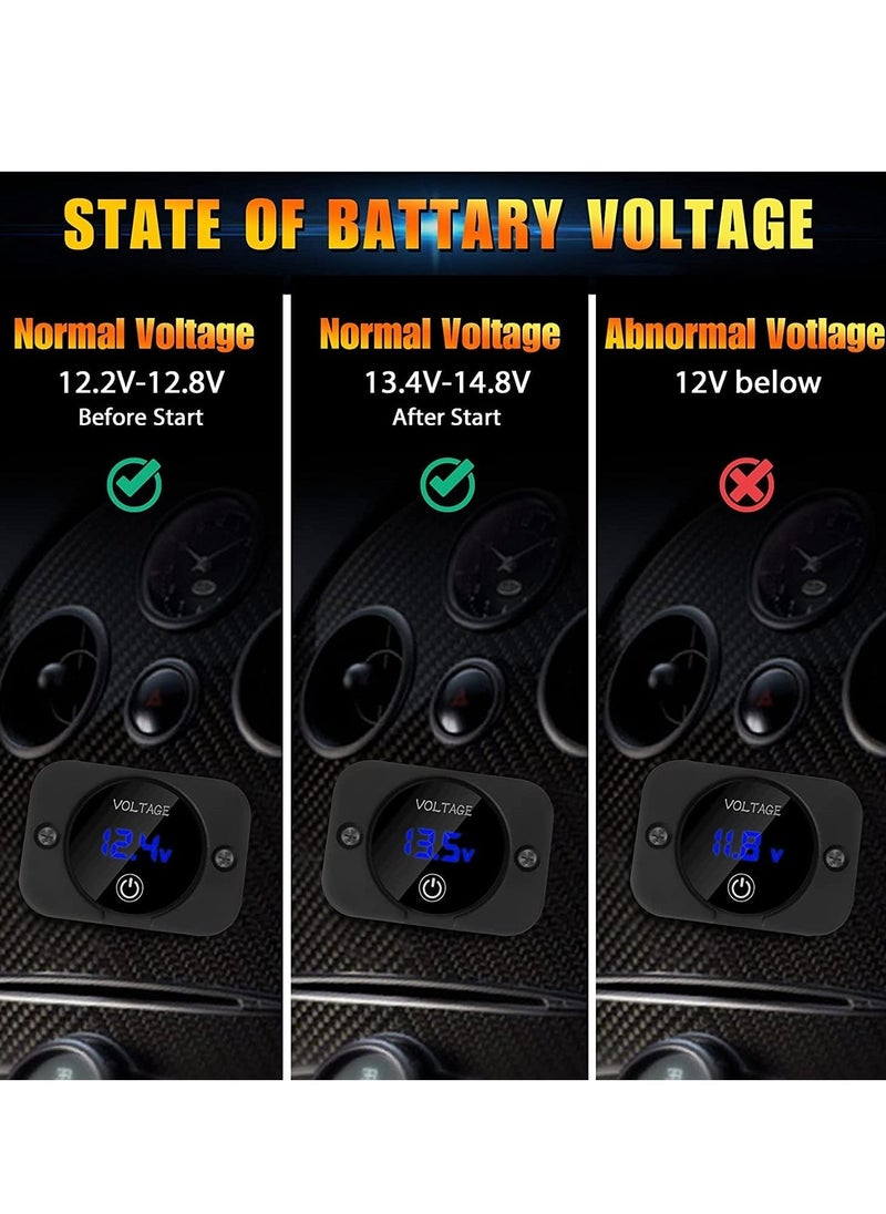 12V Voltage Gauge with Touch Switch Digital Display, Volt Gauge, 12V/24V Car Voltmeter LED Digital Display, Waterproof Voltmeter Panel for Boat,Marine,Vehicle,Motorcycle,Truck,Car(Upgraded) - Image 3