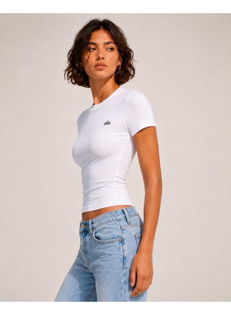 Alo Yoga ALO Women Breathable Quick Dry Sports T-shirt（white） - Image 2