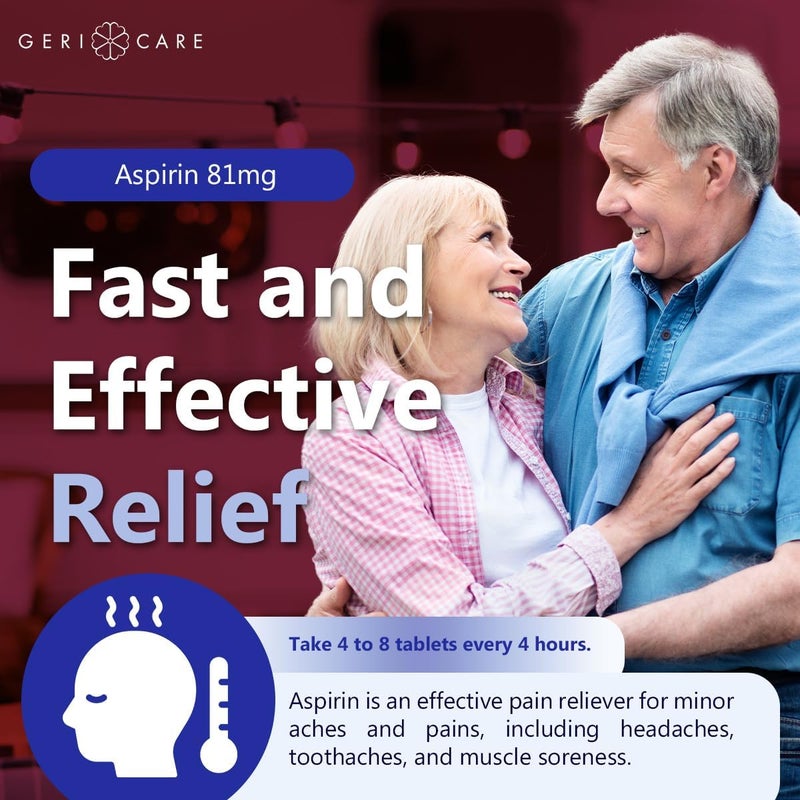 GeriCare Aspirin 81mg Adult Low Dose Pain Reliever  Enteric Coated Tablets for Enhanced Absorption and Gentle Digestion  Supports Blood Flow Reduces Inflammation 500 Count Pack of 1 - Image 5