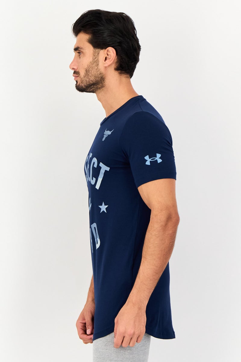 UNDER ARMOUR تي شيرت رجالي فضفاض بأكمام قصيرة للخارج، أزرق داكن - Image 2