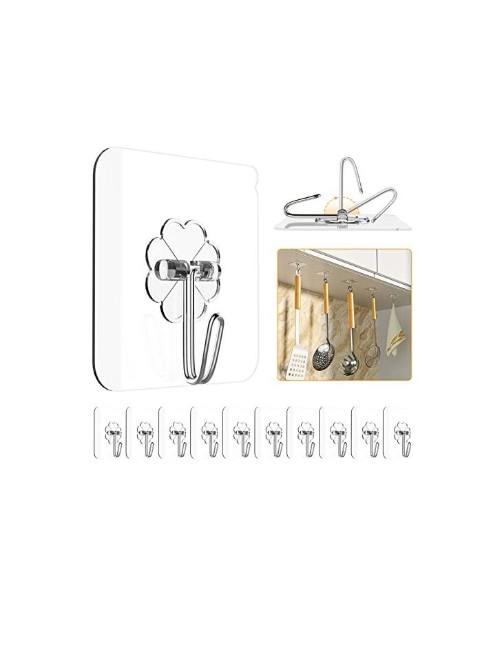 Adhesive Hooks for Hanging Heavy Duty - 12 Pack Wall Hooks 13lb(Max), Sticky Hooks Waterproof Wall Hangers Without Nails Kitchen Hooks Bathroom Hooks Indoor Use for Home & Office - Image 1