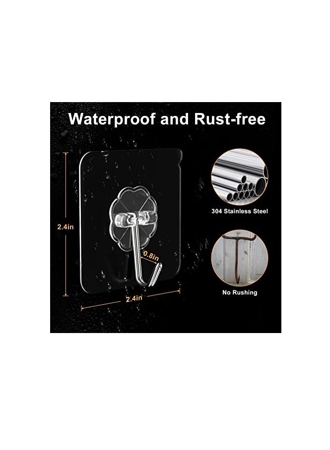 Adhesive Hooks for Hanging Heavy Duty - 12 Pack Wall Hooks 13lb(Max), Sticky Hooks Waterproof Wall Hangers Without Nails Kitchen Hooks Bathroom Hooks Indoor Use for Home & Office - Image 2
