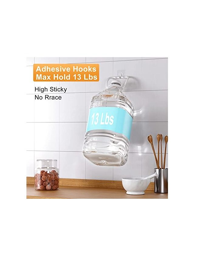 Adhesive Hooks for Hanging Heavy Duty - 12 Pack Wall Hooks 13lb(Max), Sticky Hooks Waterproof Wall Hangers Without Nails Kitchen Hooks Bathroom Hooks Indoor Use for Home & Office - Image 5