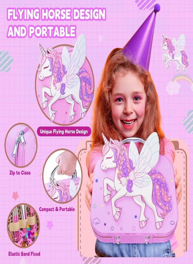 Beayuck Kids Makeup Kit for Girl - Girls Makeup Kit Toys with Flying Horse Storage Case, Kids Play Makeup Set for Christmas Birthday Gift 3-12 Years Old - Image 2