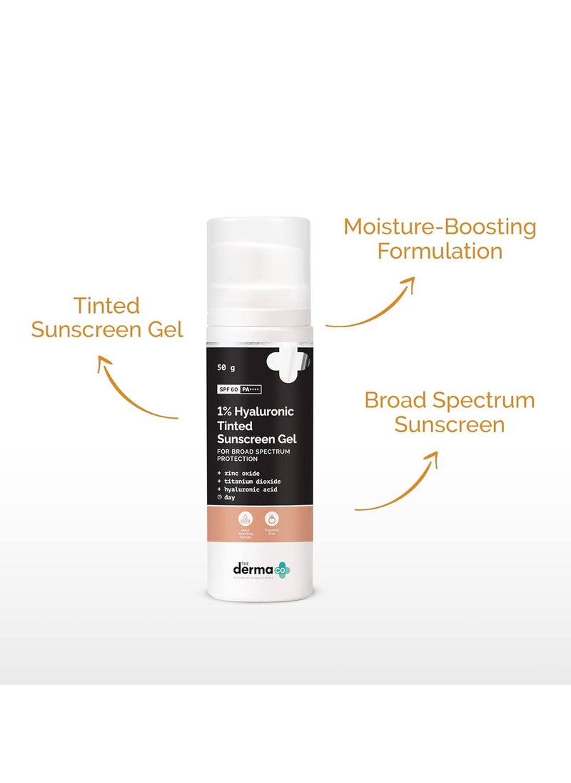 THE derma Co 1% Hyaluronic Tinted Sunscreen SPF 60 Gel For All Skin For Broad Spectrum Protection - 50GM  - Image 3