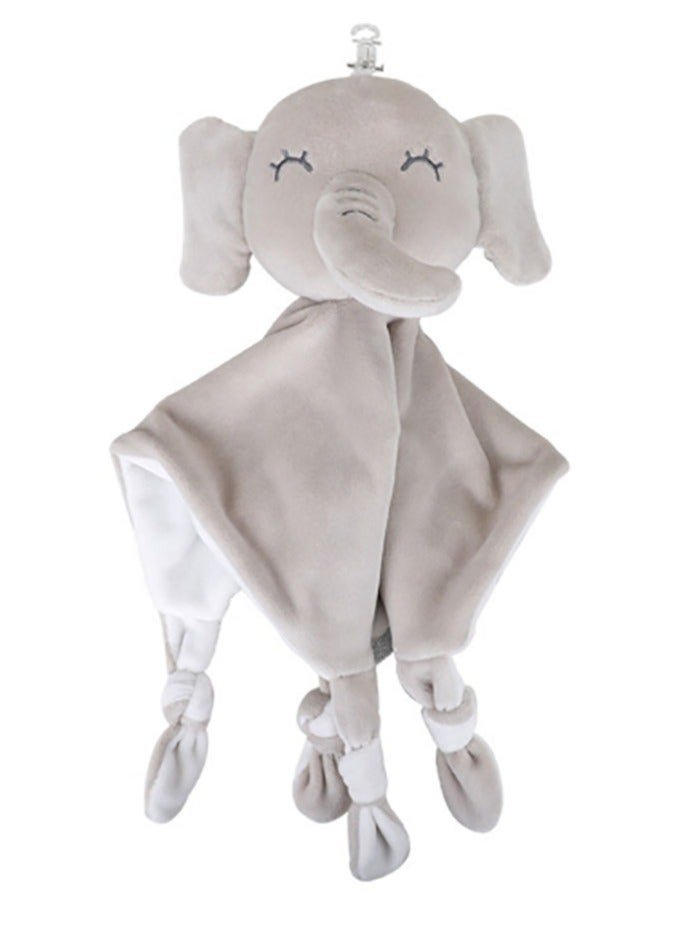 Jingke Baby Safety Blanket Cute Animals Seeping Doll Safety Blanket Early Education Educational Toys Comfort Towel,Gray Elephant - Image 1