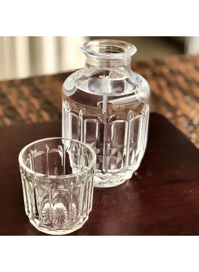Glass Water Bottle with Tumbler Set – Clear Glass Bottle for Water, Juice & Cold Beverages – Suitable for Home, Office, Guest Rooms & Hotels - Image 1