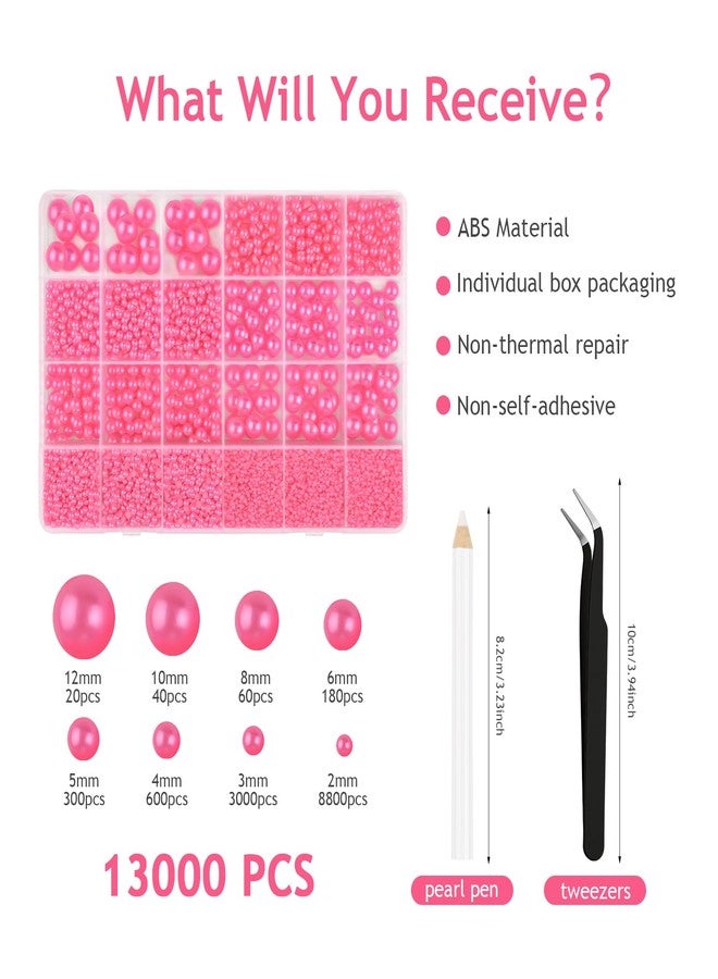 Bouiexye 13000 Pcs Peach Flatback Pearls 2/3/4/5/6/8/10mm Half Round Pearls for DIY Crafts Nail Art Shoes Mobile Phone Cases Etc - Image 2