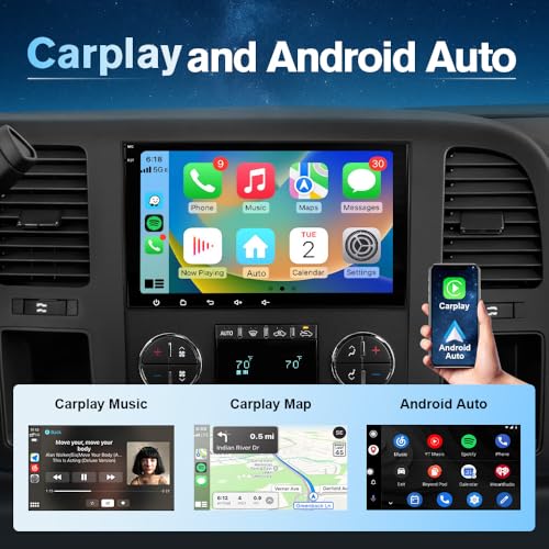 AWESAFE 8 Inch Car Radio Stereo for Chevy Silverado Suburban Impala Tahoe GMC Sierra Yukon Android 13 with GPS Navigaiton Wireless CarPlay & Android Auto - Image 3