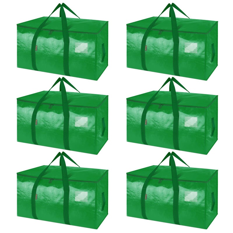 Baleine BALEINE 6Pack Oversized Moving Bags with Reinforced Handles HeavyDuty Storage Tote for Clothes Moving Supplies Light Green 6Pack
