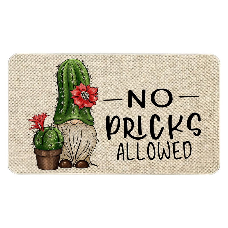 Roszwtit Spring Summer Door Mat 30 X 17 Inch No Picks Allowed Cactus Gnome Doormat Indoor Outdoor Entrance Funny Floor Mat Non Slip Summer Decor Rubber Welcome Mats - Image 1