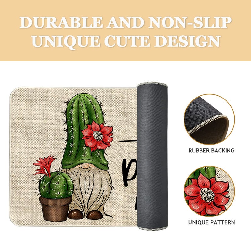 Roszwtit Spring Summer Door Mat 30 X 17 Inch No Picks Allowed Cactus Gnome Doormat Indoor Outdoor Entrance Funny Floor Mat Non Slip Summer Decor Rubber Welcome Mats - Image 4