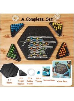 ESSEN Chain Triangle Chess Game Family Night Board Game Chain Chess Desktop Puzzle 2-4 players Interactive Game Rubber band board game for Kids Adults Family Party Birthday Gift for 3-12 Years Old Boys Girls  - Image 2