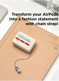 Elago Pager Compatible with AirPods Pro 2 2nd Generation Shock Resistant, Full Protection, with Lanyard - Classic White  - Image 3