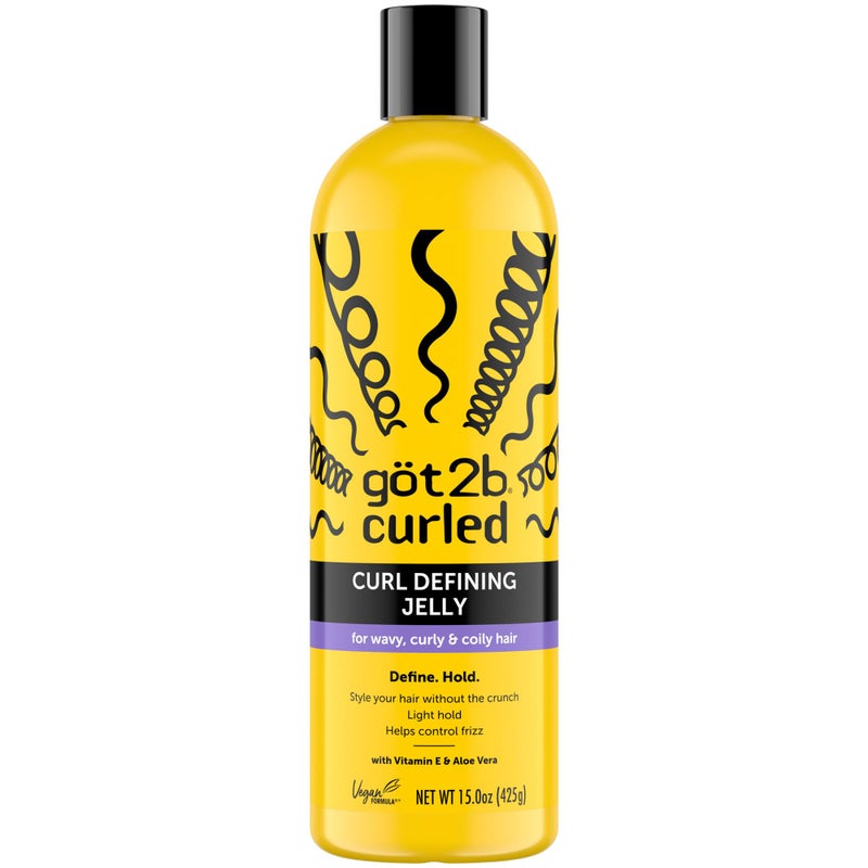 Got2B Curled Curl Defining Jelly, 15 Fl Oz, Curl Gel with 72-Hour Frizz Control, Locks in Moisture for Wavy, Curly & Coily Hair, Light Hold, No Crunch Vegan Formula with Vitamin E and Argan Oil - Image 1
