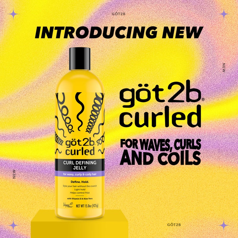 Got2B Curled Curl Defining Jelly, 15 Fl Oz, Curl Gel with 72-Hour Frizz Control, Locks in Moisture for Wavy, Curly & Coily Hair, Light Hold, No Crunch Vegan Formula with Vitamin E and Argan Oil - Image 2