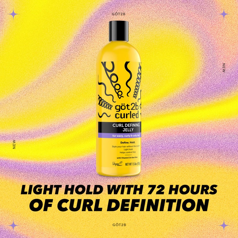 Got2B Curled Curl Defining Jelly, 15 Fl Oz, Curl Gel with 72-Hour Frizz Control, Locks in Moisture for Wavy, Curly & Coily Hair, Light Hold, No Crunch Vegan Formula with Vitamin E and Argan Oil - Image 3