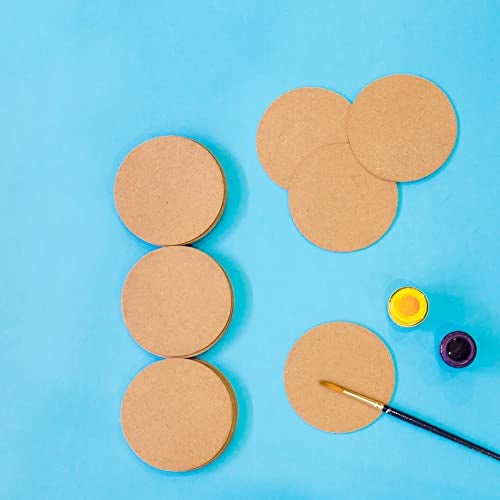 IVEI DIY Thin MDF Coasters Wood Sheet Craft -MDF Plain Wooden Coasters Shaped Blank Cutouts for Painting Wooden Sheet Craft, Decoupage, Resin Art Work & Decoration - Set of 20 (Round) - Image 3