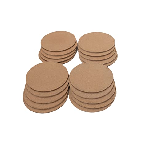 IVEI DIY Thin MDF Coasters Wood Sheet Craft -MDF Plain Wooden Coasters Shaped Blank Cutouts for Painting Wooden Sheet Craft, Decoupage, Resin Art Work & Decoration - Set of 20 (Round) - Image 1