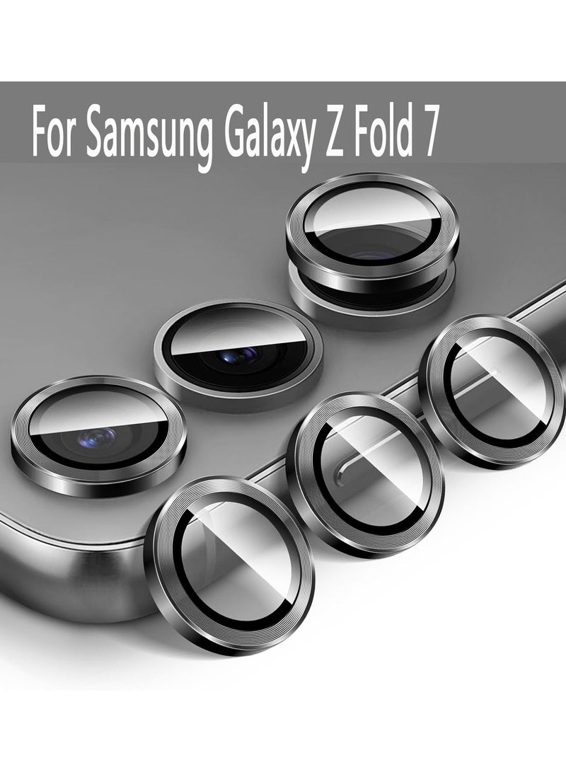 Compatible with Samsung Galaxy Z Fold 7 camera lens protector, Metallic texture style tempered glass camera lens cover Galaxy Z Fold 7 [Metal CD cable]- Black  - Image 1