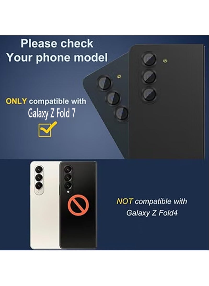 Compatible with Samsung Galaxy Z Fold 7 camera lens protector, Metallic texture style tempered glass camera lens cover Galaxy Z Fold 7 [Metal CD cable]- Black  - Image 2