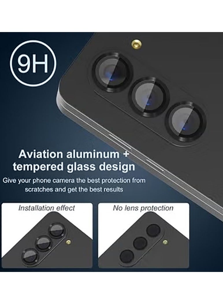 Compatible with Samsung Galaxy Z Fold 7 camera lens protector, Metallic texture style tempered glass camera lens cover Galaxy Z Fold 7 [Metal CD cable]- Black  - Image 4