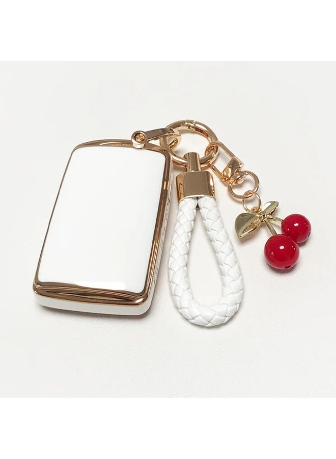 Green TPU Key Fob Cover Protector for 3 4 Button Smart Key with Cherry Keychain - Image 5