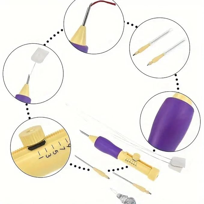 Prabhas Designs Embroidery Punch Needle Pen Set with 8-inch Hoop for Embroidery, 3 Sizes of The Needle, Felting Crochet Knitting Needle Tool for Beginners, DIY Sewing  - Image 3