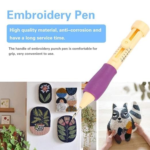Prabhas Designs Embroidery Punch Needle Pen Set with 8-inch Hoop for Embroidery, 3 Sizes of The Needle, Felting Crochet Knitting Needle Tool for Beginners, DIY Sewing  - Image 5