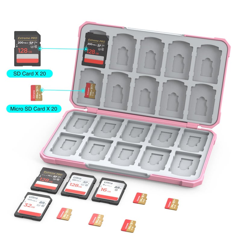 THELIFELICIOUS SD Card Holder Memory Card Case for SD/TF Cards, Memory Storage Organizer for 20 SDXC SDHC and 20 TF Cards - Image 2