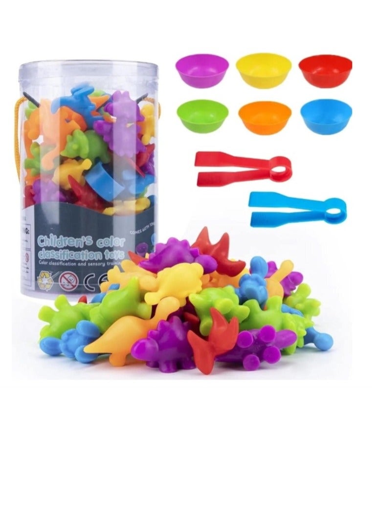 الواحة-TH لعبة العد المطابقة، ألعاب الفرز مع أكواب الفرز، تصنيف الألوان والتدريب الحسي، مجموعة ألعاب تعليمية تعليمية لمرحلة ما قبل المدرسة هدية للأطفال الصغار والأولاد والبنات من عمر 3 سنوات فما فوق (حيوان) - Image 1