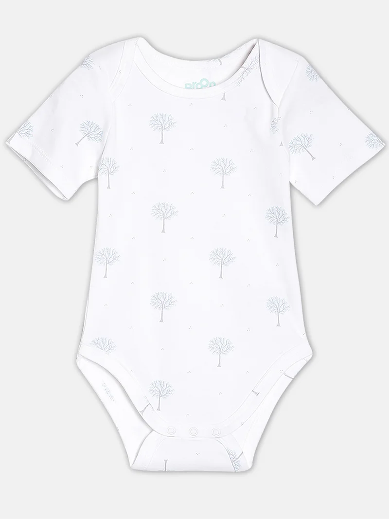 Broon Broon Infant Boys Navy Blue and White Printed Organic Cotton Bodysuit Pack of 2