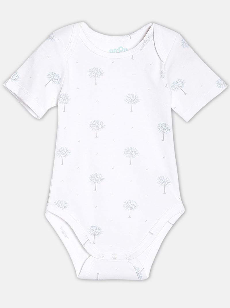 Broon Infant Boys Navy Blue and White Printed Organic Cotton Bodysuit Pack of 2 - Image 2