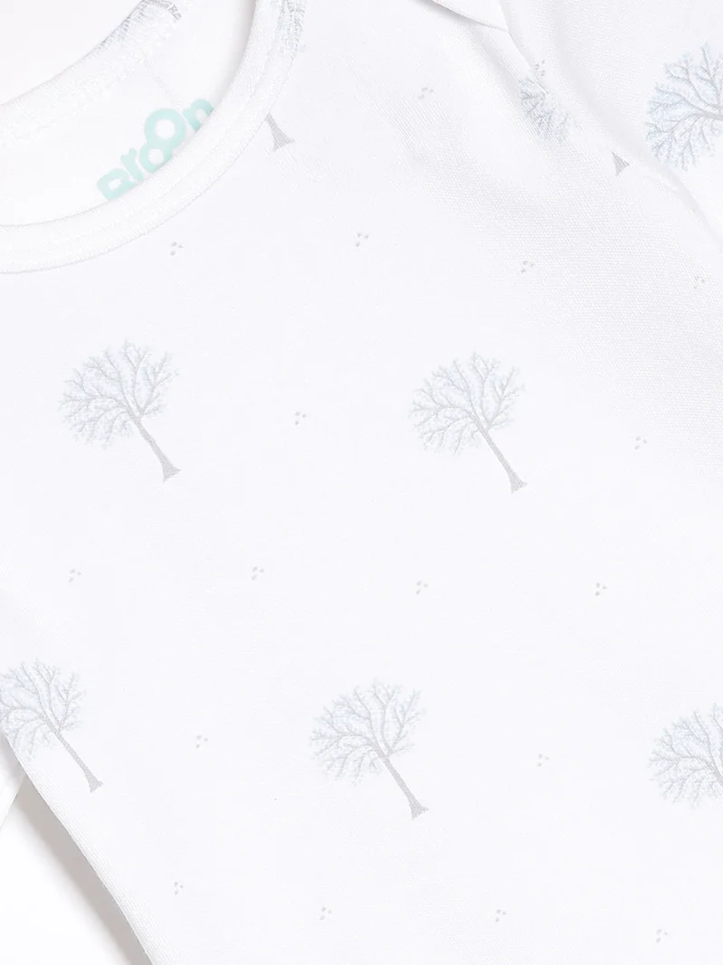 Broon Broon Infant Boys Navy Blue and White Printed Organic Cotton Bodysuit Pack of 2