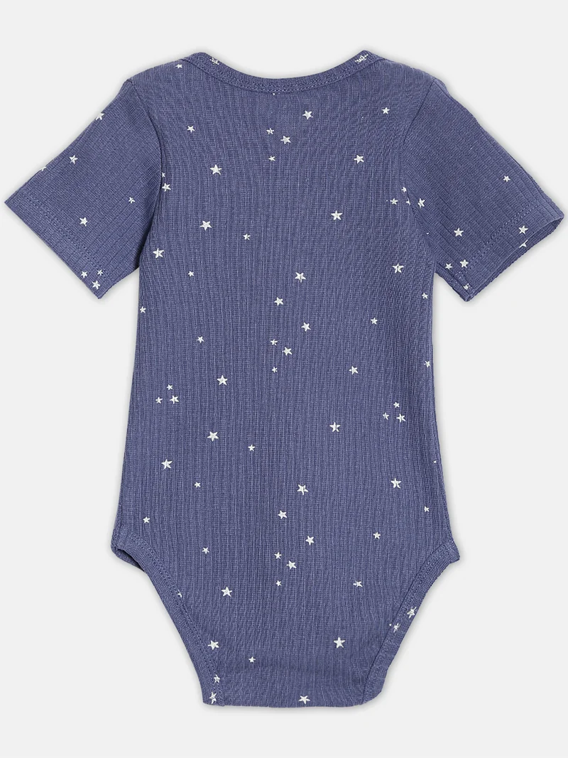 Broon Broon Infant Boys Navy Blue and White Printed Organic Cotton Bodysuit Pack of 2