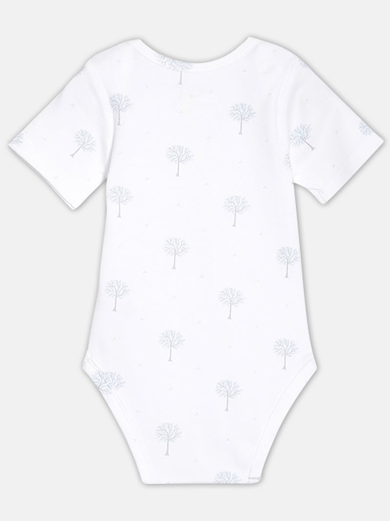 Broon Infant Boys Navy Blue and White Printed Organic Cotton Bodysuit Pack of 2 - Image 4