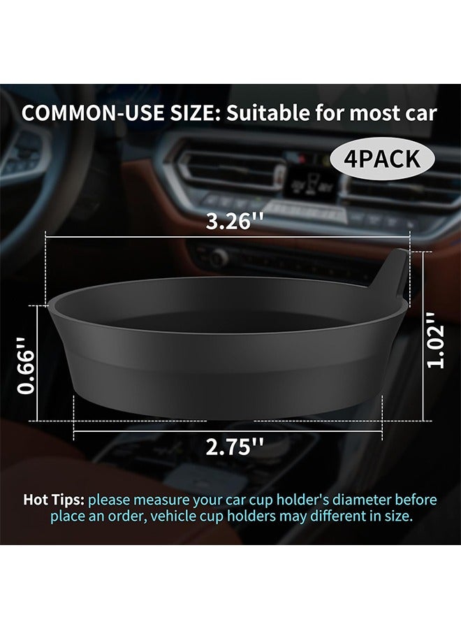 Car Coasters 4 Pack Silicone Car Cup Coasters Cup Mats Universal Non Slip Recessed Car Interior Accessories Car Cup Holder Insert Coasters Black - Image 2