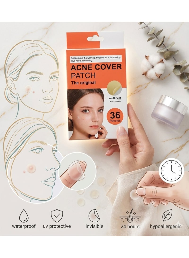 Clear acne patches – for instant coverage and protection of pimples – multi-size – suitable for all skin types (36 pieces) - Image 2