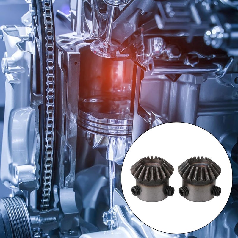 CNBTR 45 Steel Silver 6mm Hole Diameter Tapered Bevel Gear Wheel 20 Teeth Pack of 2 - Image 5