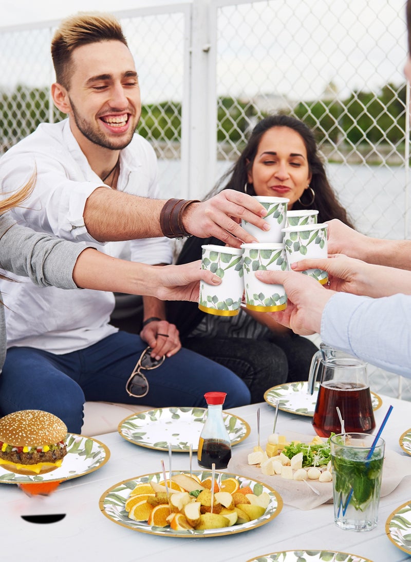 URbazaar 200 Pcs Plates and Napkins, Guest Spring Party Supplies Include Scalloped Paper Plates Napkins Cups Plastic Spoons Forks Knives Disposable Tableware Set for Baby Shower  - Image 3