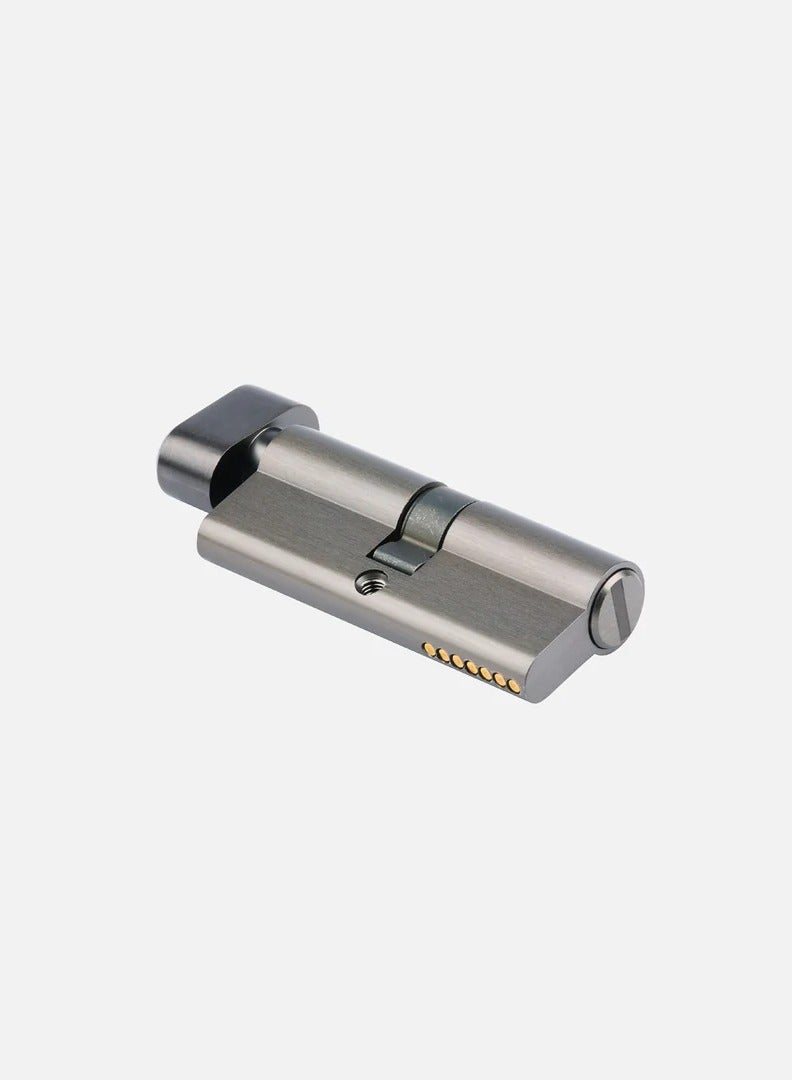 CINCINNO Premium 70mm Full Brass Bathroom Door Cylinder Lock with Knob & Coin Turn – Privacy Thumb Turn Lock with 5-Year Warranty, Anti-Rust Euro Cylinder, Silent Lock – (Gun Metal Grey) 