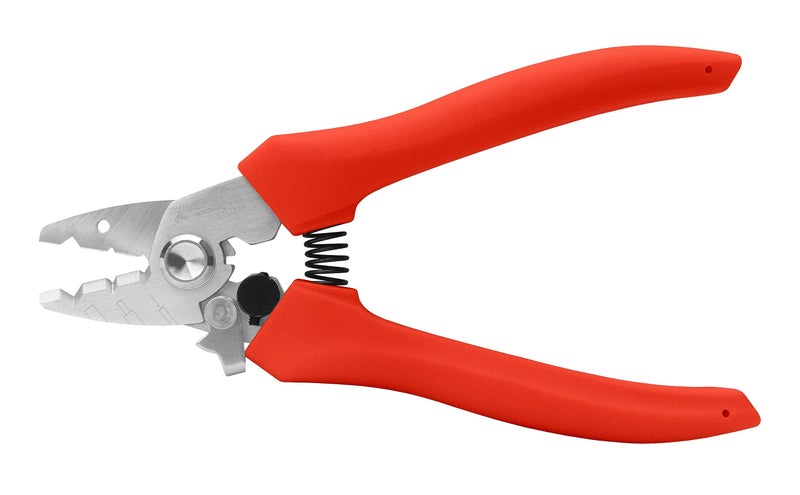 VAMPLIERS 55 Three Hole High Precision Fiber Optic Wire Stripper Tool For Stripping Fiber Jacket Buffer Coating Micron Acrylate Coating from Fiber Core High Carbon Alloy Steel with TPR Handles