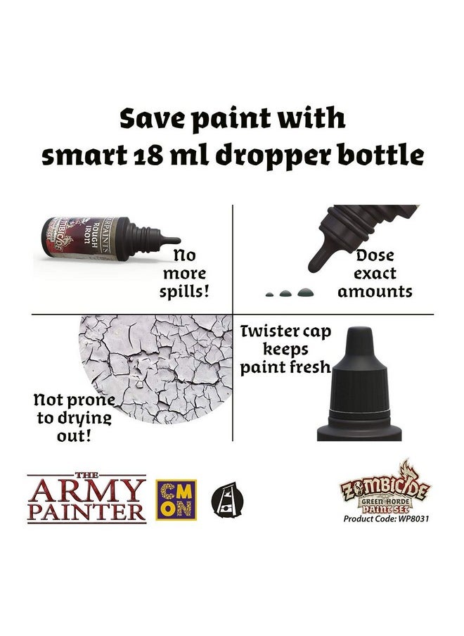 The Army Painter Zombicide: Green Horde Acrylic Paint Set, 6 Craft Paints For Cool Mini Black Plague And Green Horde Boardgame - Acrylic Paint Bulk, Wargames Miniature Model Art Paints  - Image 3