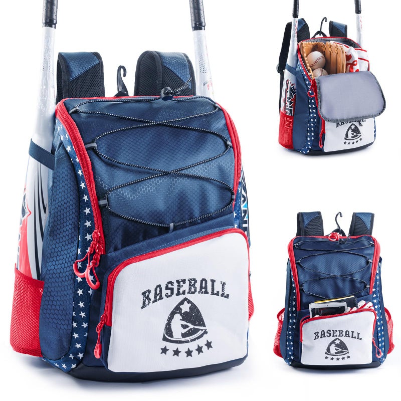 VIGEGARI Kids Baseball Bag for Boys 8-12 - Baseball Backpack for Boys 5-8 - Girls Softball Bag - Youth Baseball Bag for T-Ball, Softball Equipment, Baseball Gear, Bat Bag for Boys, Girls - Image 1