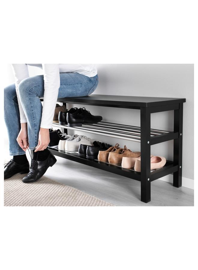 إيروريكس مقعد مع تخزين للأحذية، أسود، 108X34X50 سم - Image 2