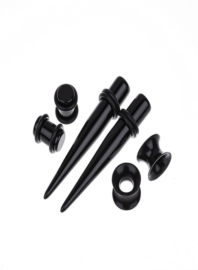 Memsion Ear Stretching Kit 50 Pieces Earrings 14Gauges-00Gauges Earrings Acrylic Tapers Plugs Silicone Tunnels Ear Gauges Expander Set Body Piercing kit Piercing Jewelry Black Color - Image 3