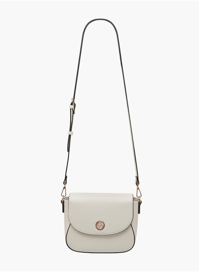 Celeste Women Solid Crossbody Bag with Button Closure and Adjustable Strap  - Image 2